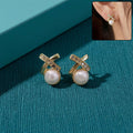 Pearl Crystal Stud Earrings – Elegant & Lightweight Jewelry for Women and Girls