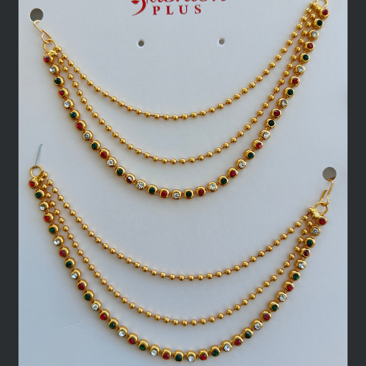 High Quality Gold Plated Triple Strand Ear Chains for Weddings (Multi)
