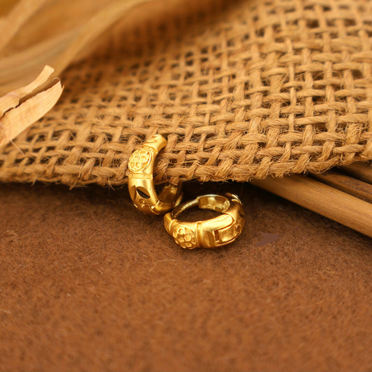 Gold Antique Floral AD Bali Hoop Earrings kan ki bali