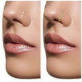 CZ Studded Non-Piercing Nose Cuffs – Rose & Gold Combo Set
