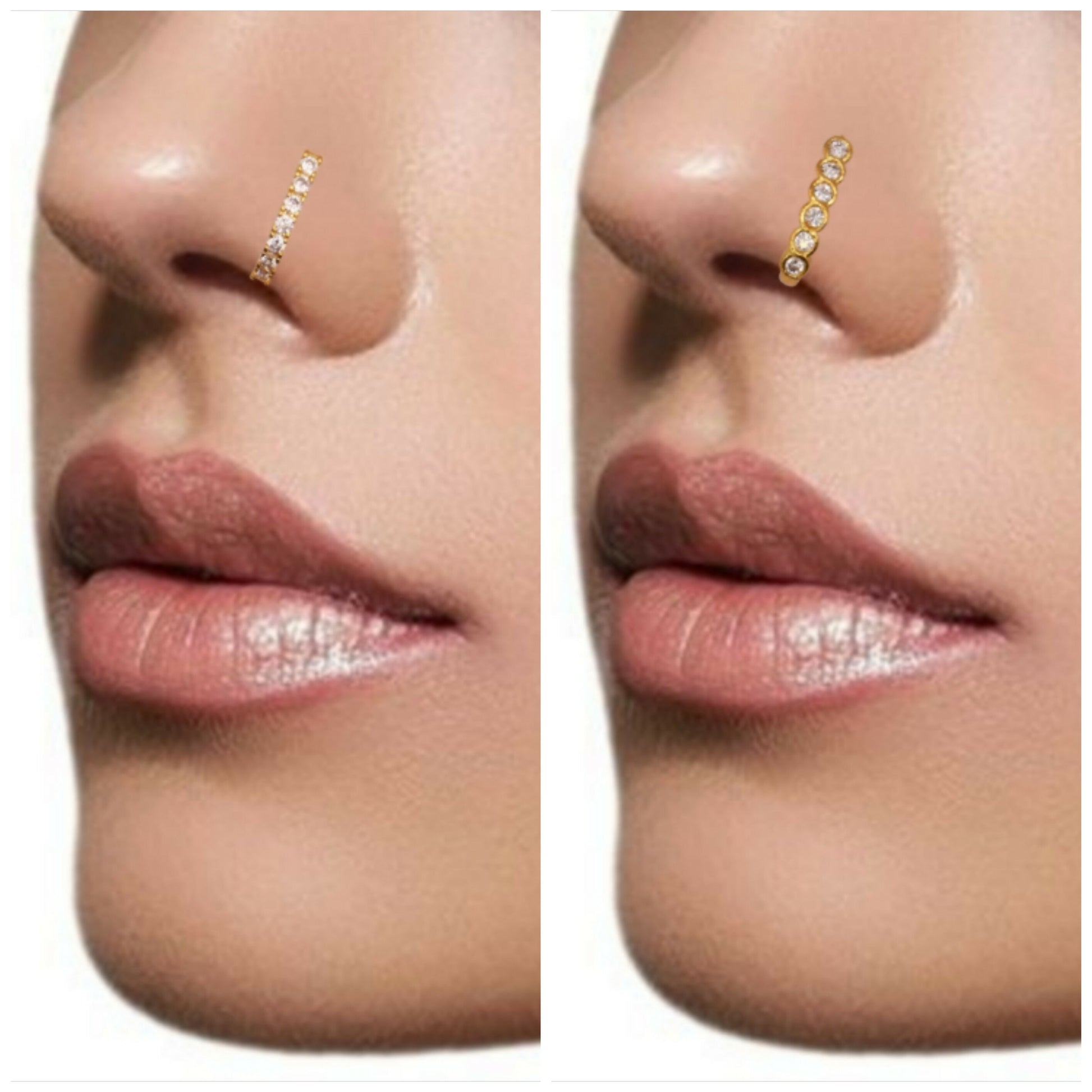 CZ Studded Rose Gold & Gold Plated Non-Piercing Nose Cuff Combo Pack of 2