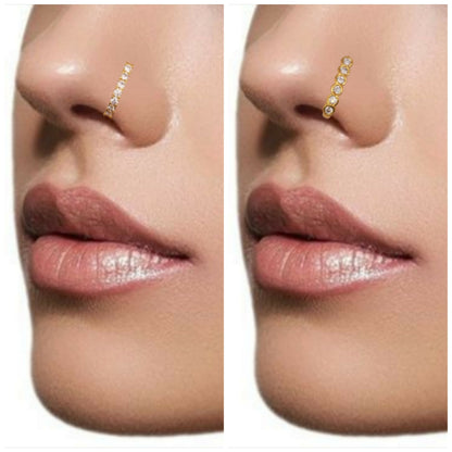 CZ Studded Rose Gold & Gold Plated Non-Piercing Nose Cuff Combo Pack of 2