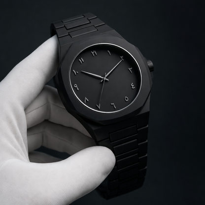 Premium Matte Black Minimalist Analog Wrist Watch with Designer Dial and Metal Strap
