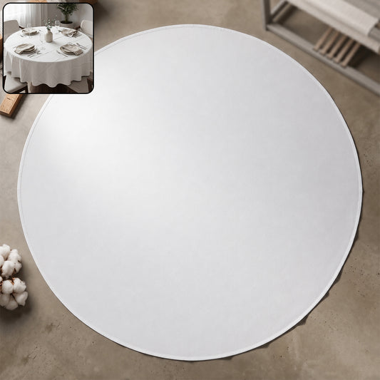 Plain White Round Tablecloth