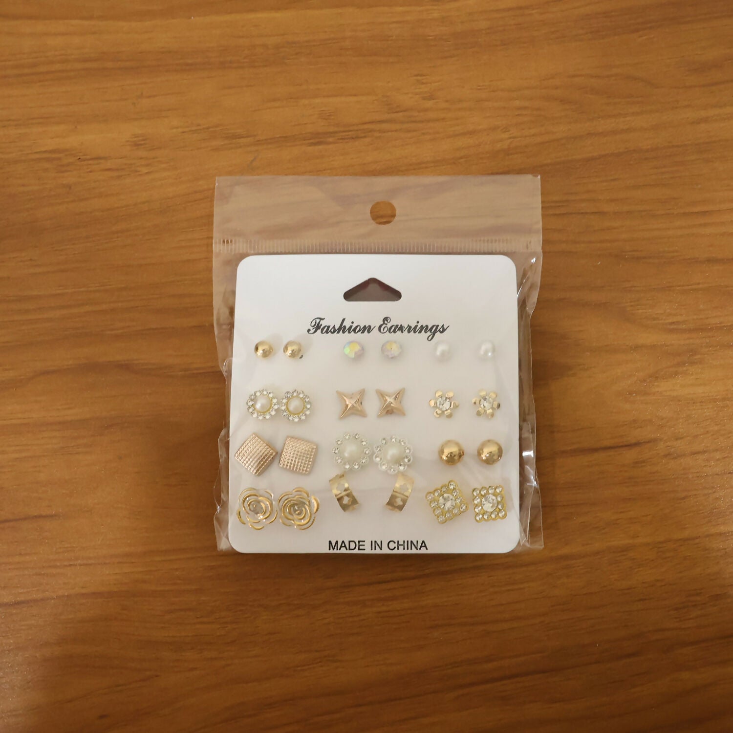 Gold Plated Multi Design Stud Earrings Set for Women & Girls – Fashion Combo Earrings Pack (12 Pairs)