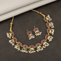 Lotus Pearl Choker Set – Gold-Toned Enamel & Faux Pearls