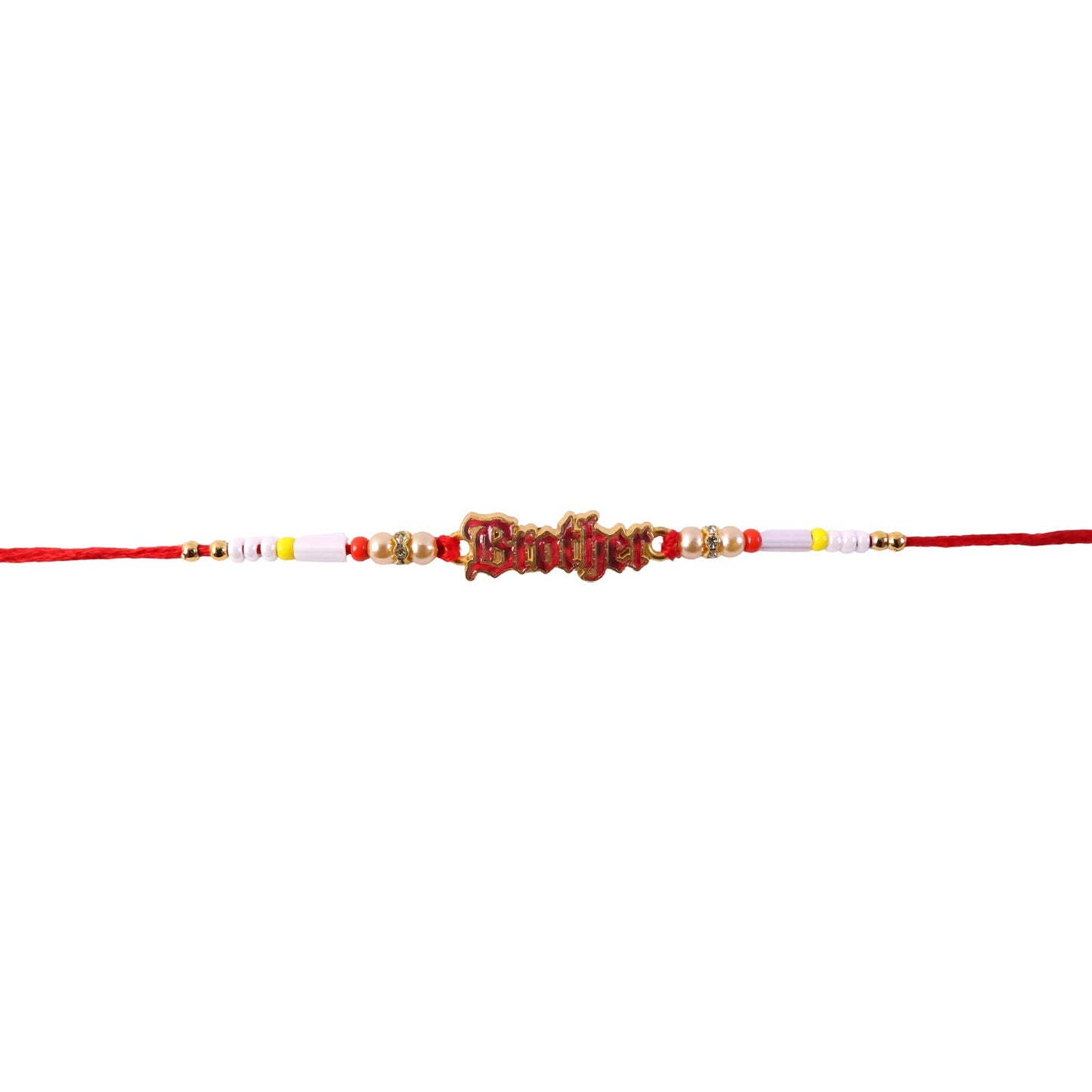 Text Charm Pearl Beads Rakhi Elegant Raksha Bandhan Gift (10pcs)