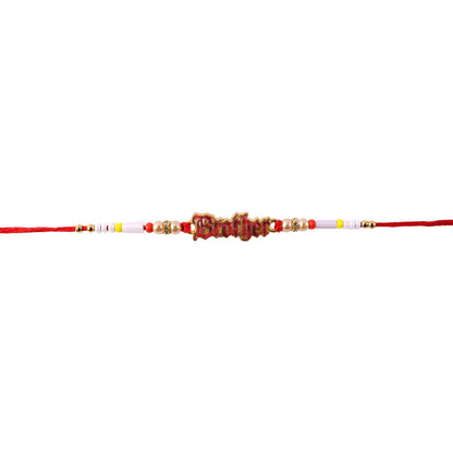 Text Charm Pearl Beads Rakhi Elegant Raksha Bandhan Gift (10pcs)