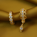 Gold Plated AD Crystal Nose Hoop Ring with Teardrop Dangle Charm Combo Pack of 2