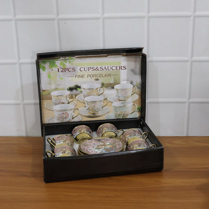 Floral design tea cup saucer set