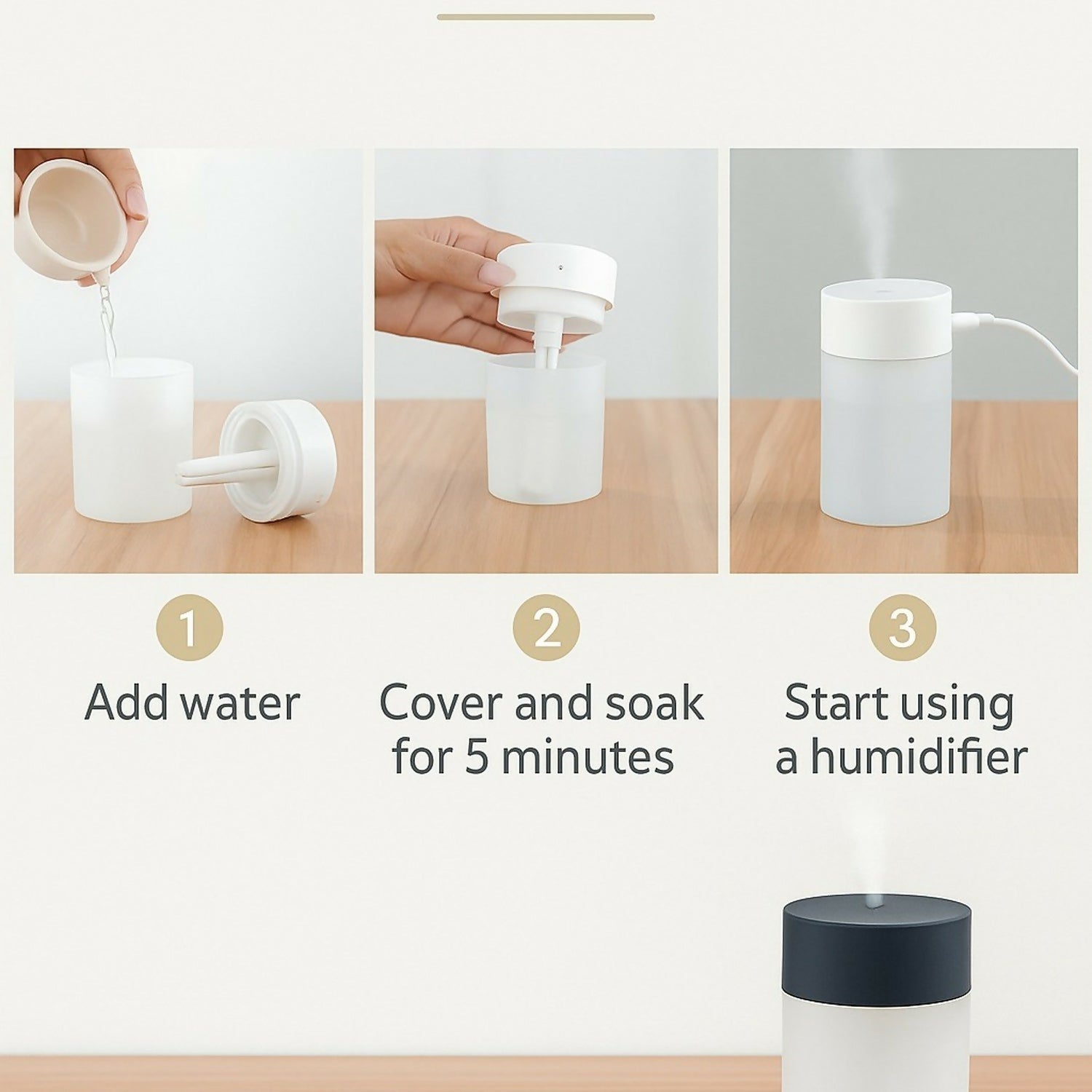 Mini Portable Air Humidifier with Cool Mist, Aroma Diffuser for Home, Office, Bedroom & Car – Silent Operation, Auto Shut-Off, Stylish Gradient Design