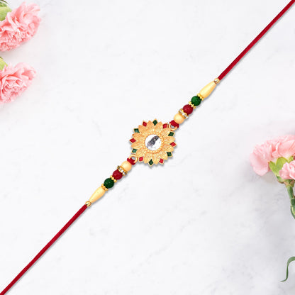 Floral Mirror Rakhi Traditional Brother Gift for Raksha Bandhan (5pcs)