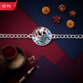 Peacock Enamel Rakhi for Brother Elegant Raksha Bandhan Gift (10pcs)