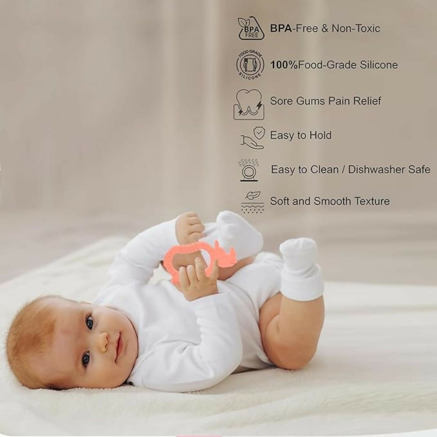 Rhino shaped silicone baby Teether