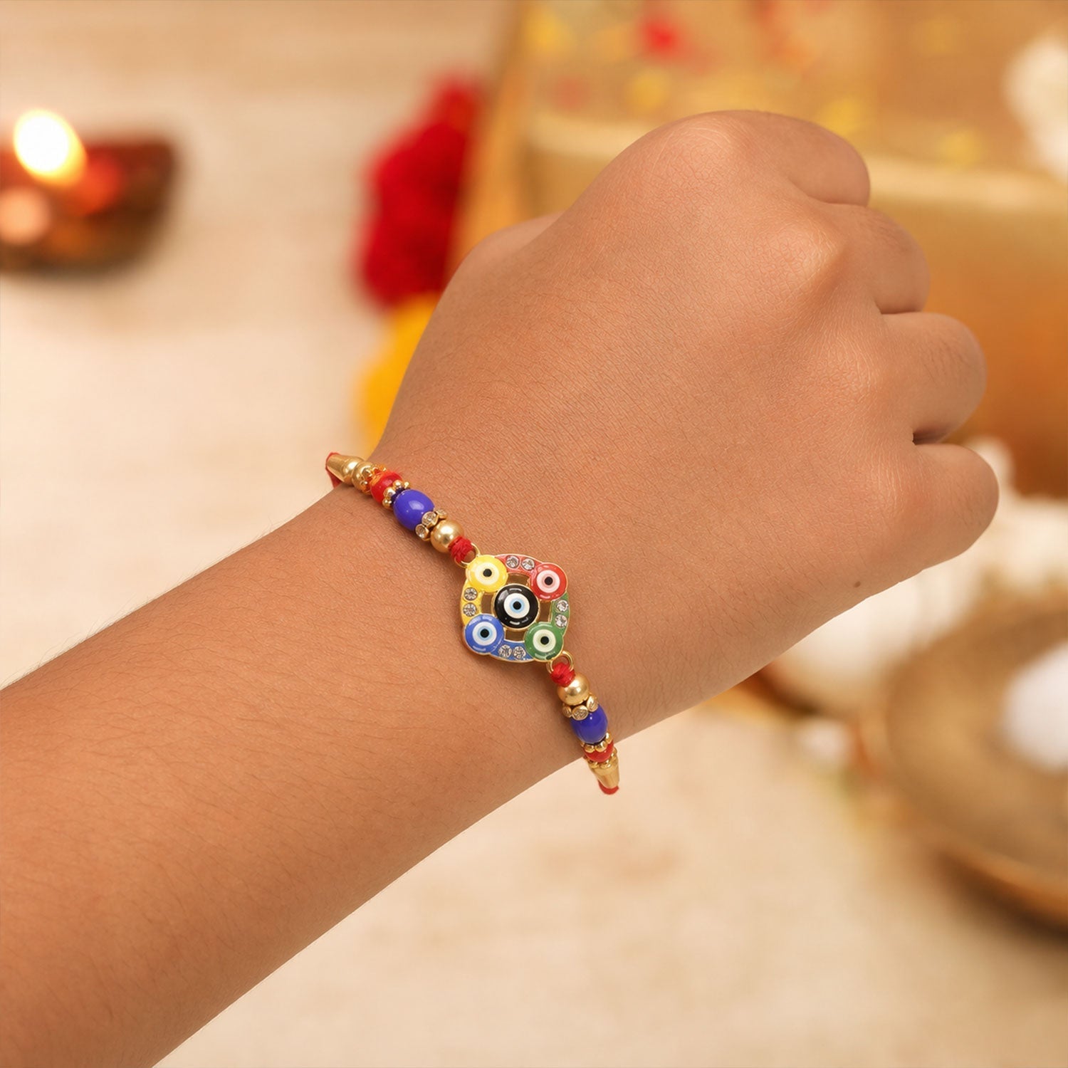Evil Eye Rakhi for Brother Beaded Traditional Design (10pcs)