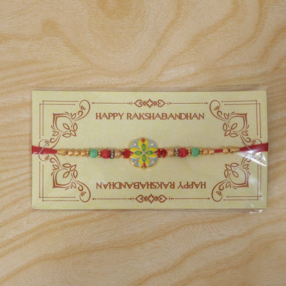 Meenakari Rakhi for Brother Floral Stone Studded Design (10pcs)