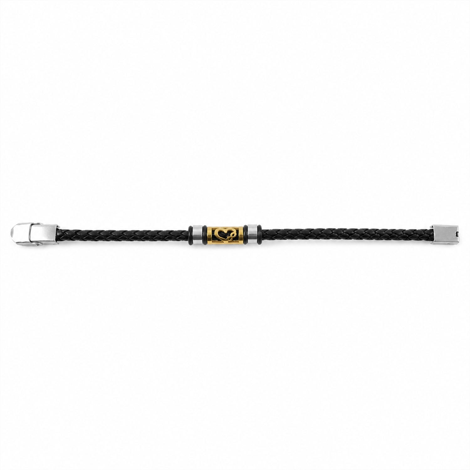 Sacred Symbol Rakhi with Black Braided Band and Gold Plaque for Raksha Bandhan Gift