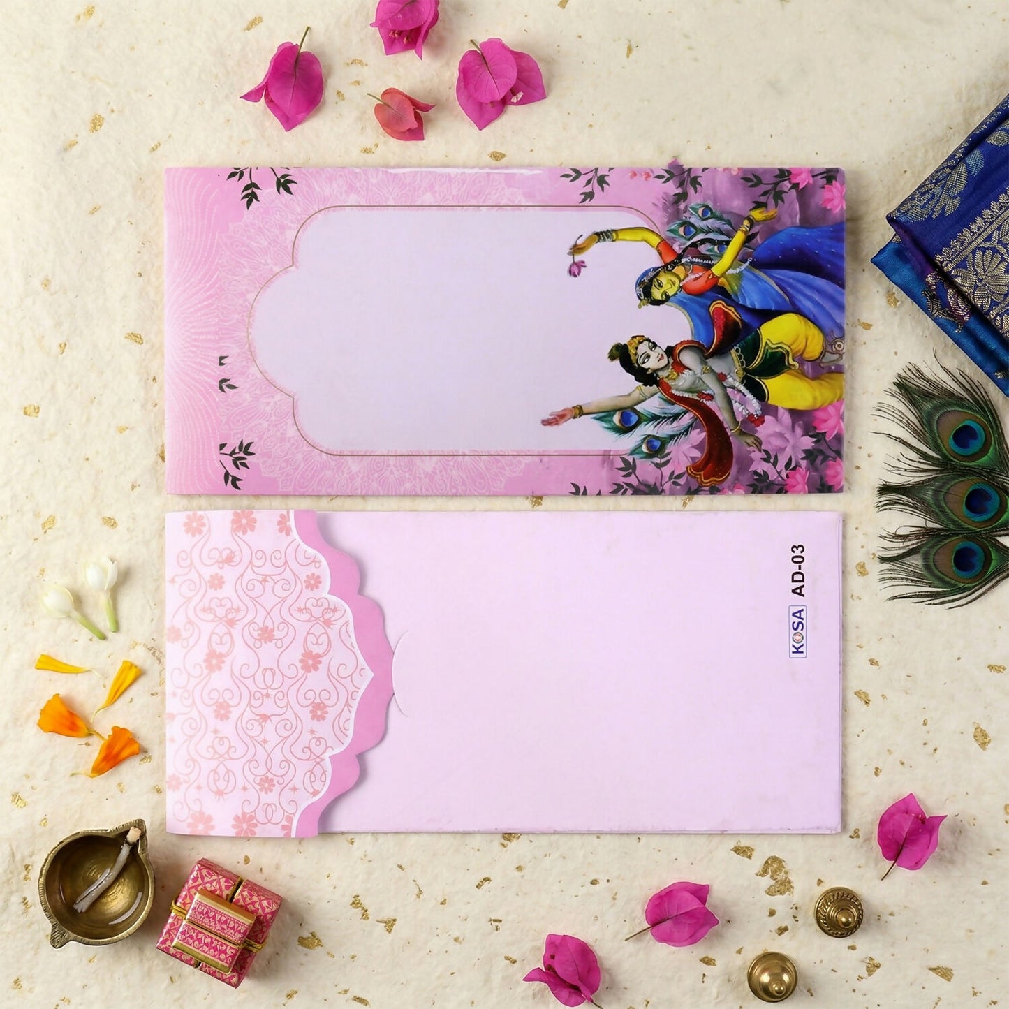 Traditional Radha Krishna Wedding Shagun Money Envelope Pack of 10 Pieces