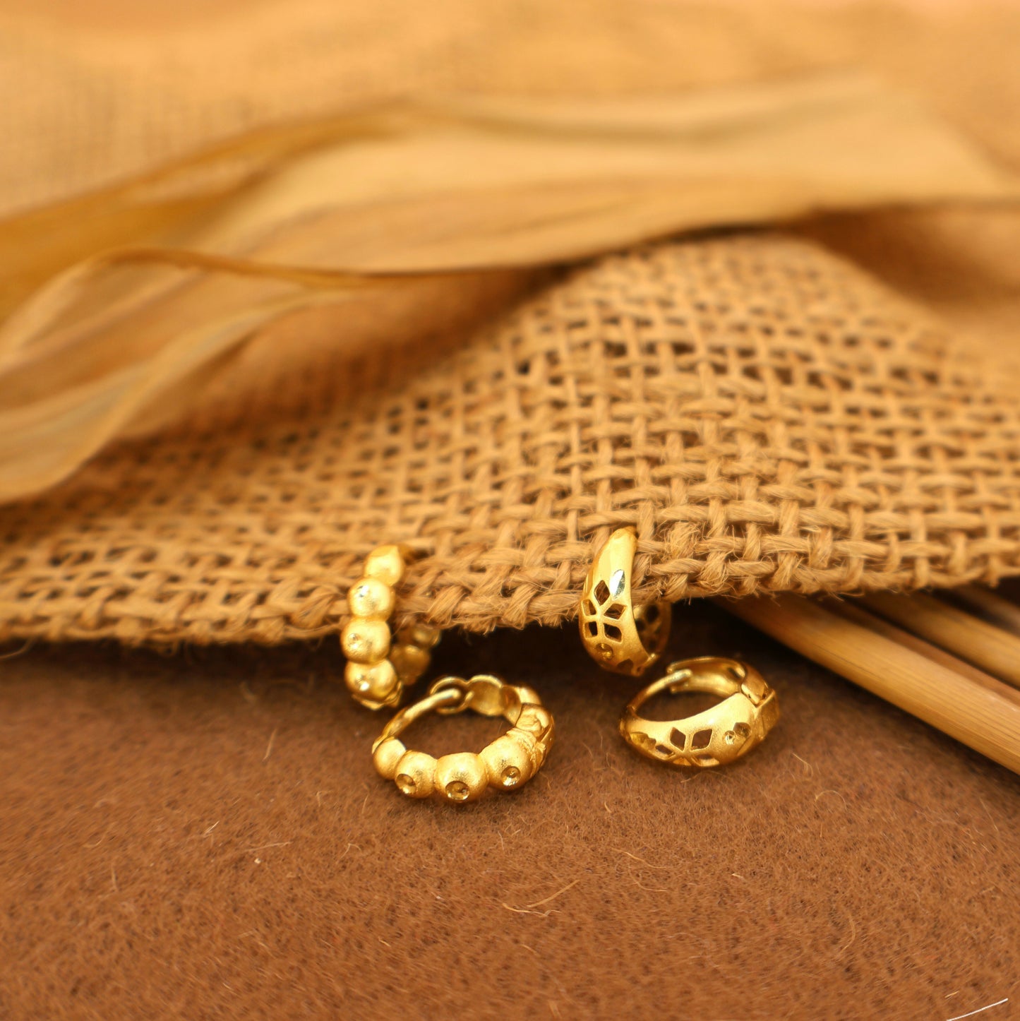 Gold Plated kan ki bali Earring Bali Hoop for women and girls Combo Pack of 2