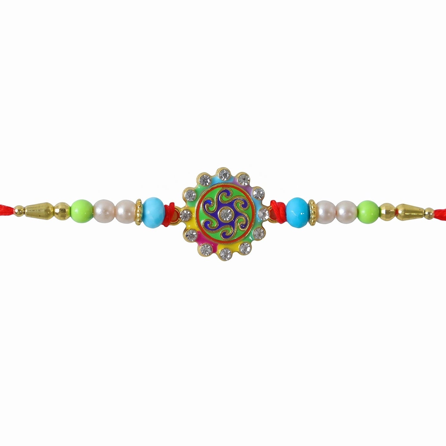 Rakhi Vibrant Multicolor Floral Swirl Design for Raksha Bandhan (10pcs)