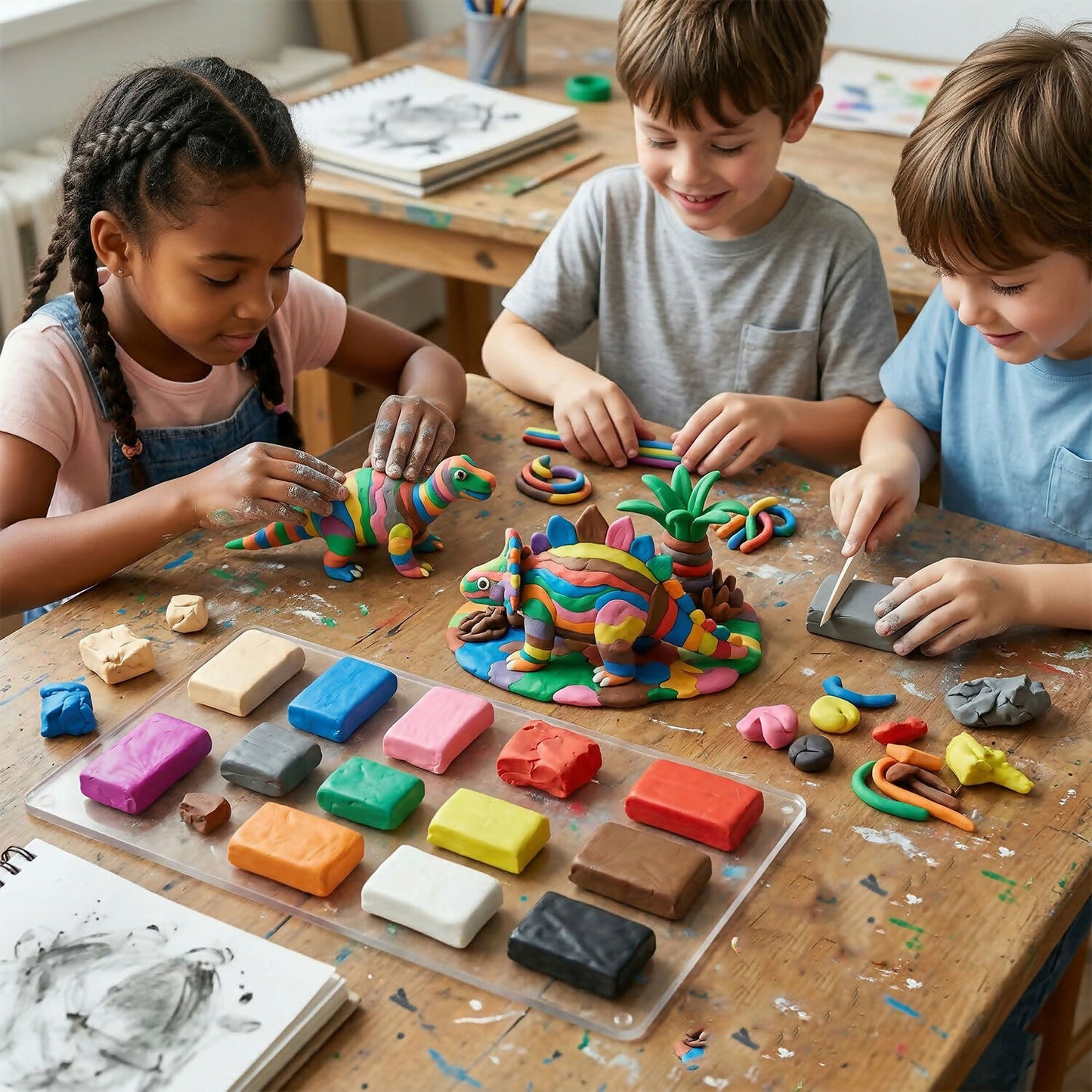 Nara 12 Color Modelling Clay Kit, Soft Creative Play Dough Set for Kids (60 Gm/24 Bars)