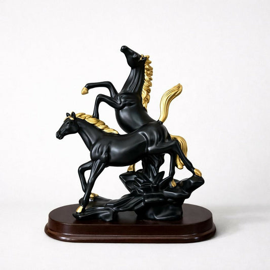 Running Horse Decorative Showpiece with Gold Accents for Home & Office Decor