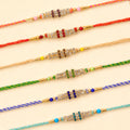 Twin Stone Band Rakhi in Mix Colour Silk Threads (Pack of 6)