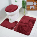 3 In 1 Anti Slip Bathroom Mat Set with Contour Mat and Lid Cover (3 Pc Set / Mix Color)