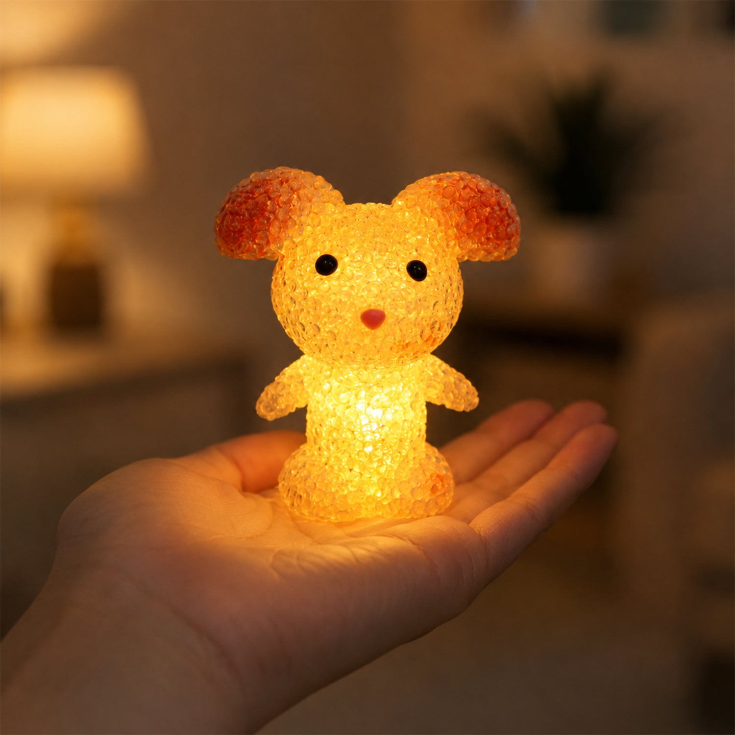 Cartoon Mouse Shape LED Night Lamp Crystal Texture Warm Glow