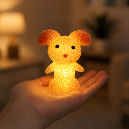 Cartoon Mouse Shape LED Night Lamp Crystal Texture Warm Glow