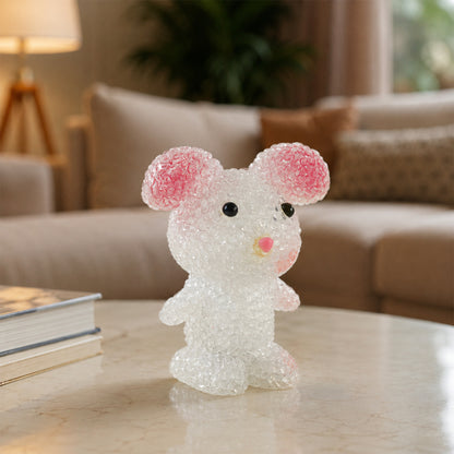 Cartoon Mouse Shape LED Night Lamp Crystal Texture Warm Glow