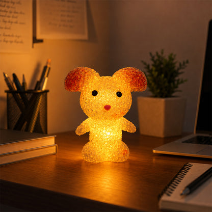 Cartoon Mouse Shape LED Night Lamp Crystal Texture Warm Glow