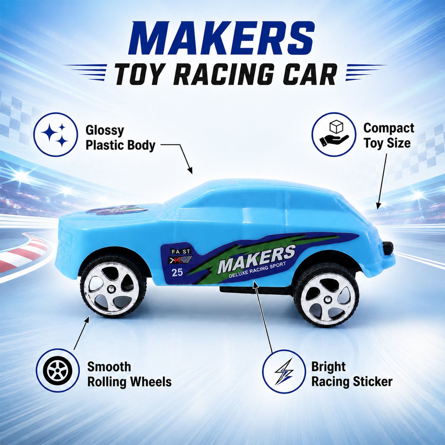 Super City Car Racer Pull-Back Toy Cars Set of 12 - Multicolor