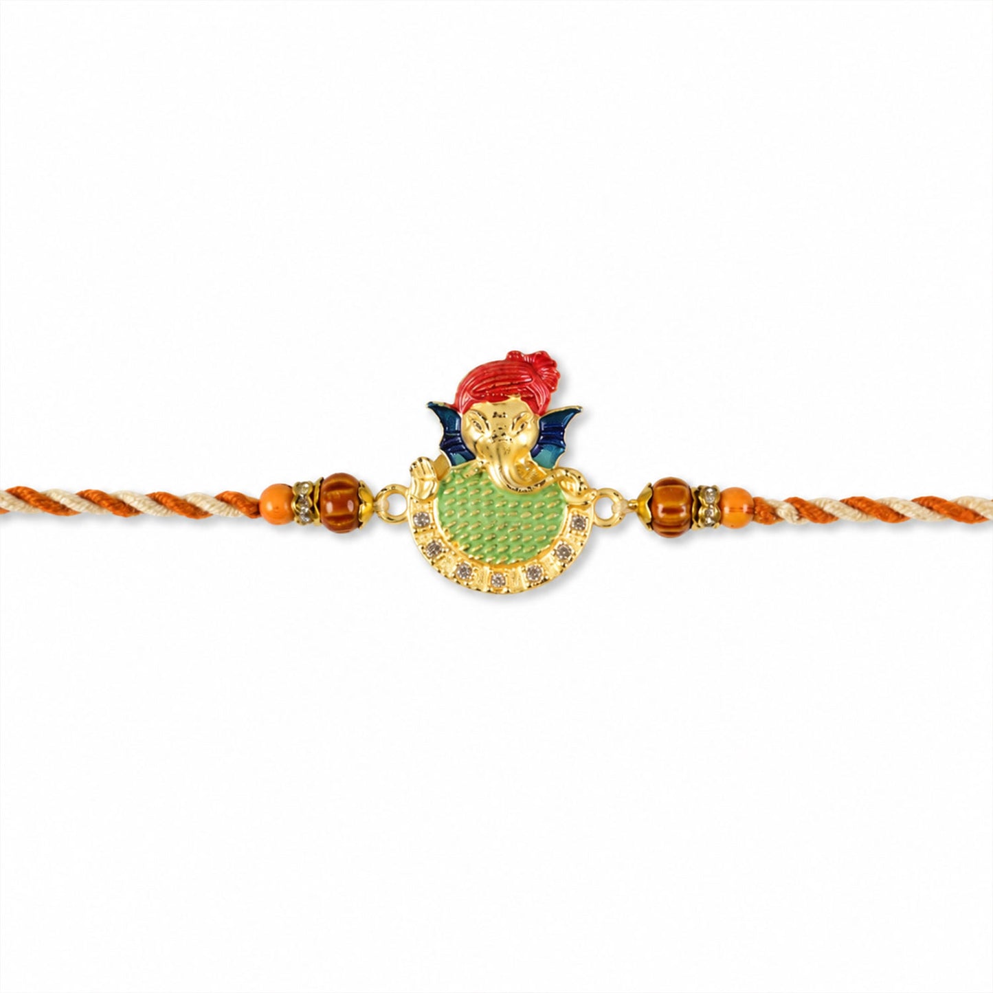 Auspicious Lord Ganesha Designer Meenakari Rakhi for Brother Gift Set