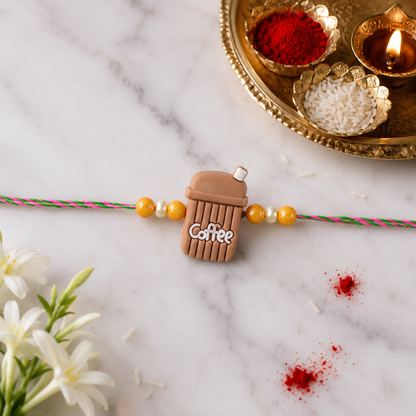 Kids Beaded Rakhi for Brother Coffee Cup Charm Design (5pcs)