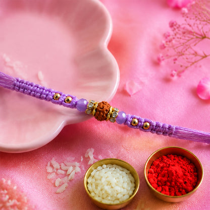 Purple Stone Pearl Rakhi with Soft Beads and Premium Festive Bracelet Look