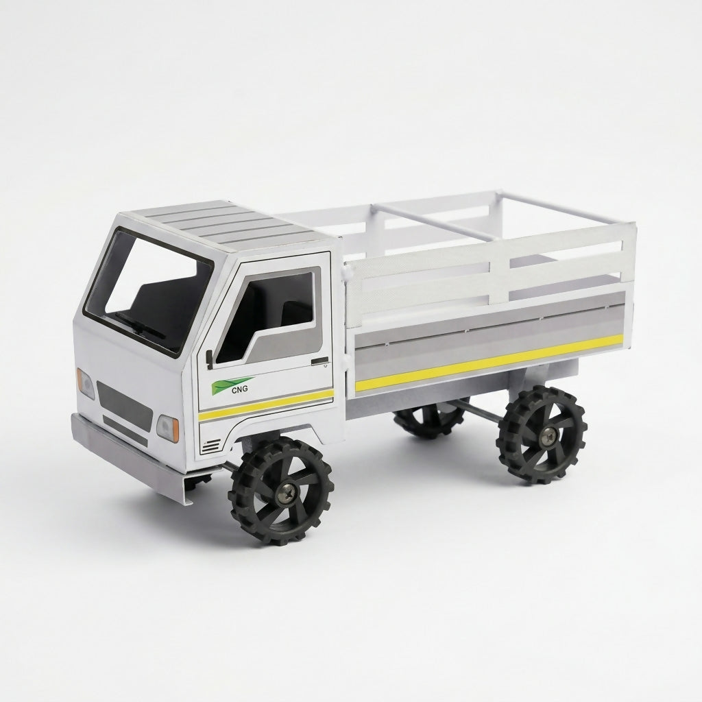 Detail of open-back carrier on kids metal truck toy