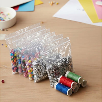 Clear plastic storage bag with zipper seal