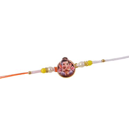 Ganesh Ji Premium Beaded Rakhi Symbol of Blessings & Prosperity (5pcs)