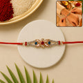 Red White Floral Rakhi, Elegant Traditional Festive Design