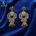 Antique Heart Jhumka Earrings – Premium Gold-Tone Elegant Design