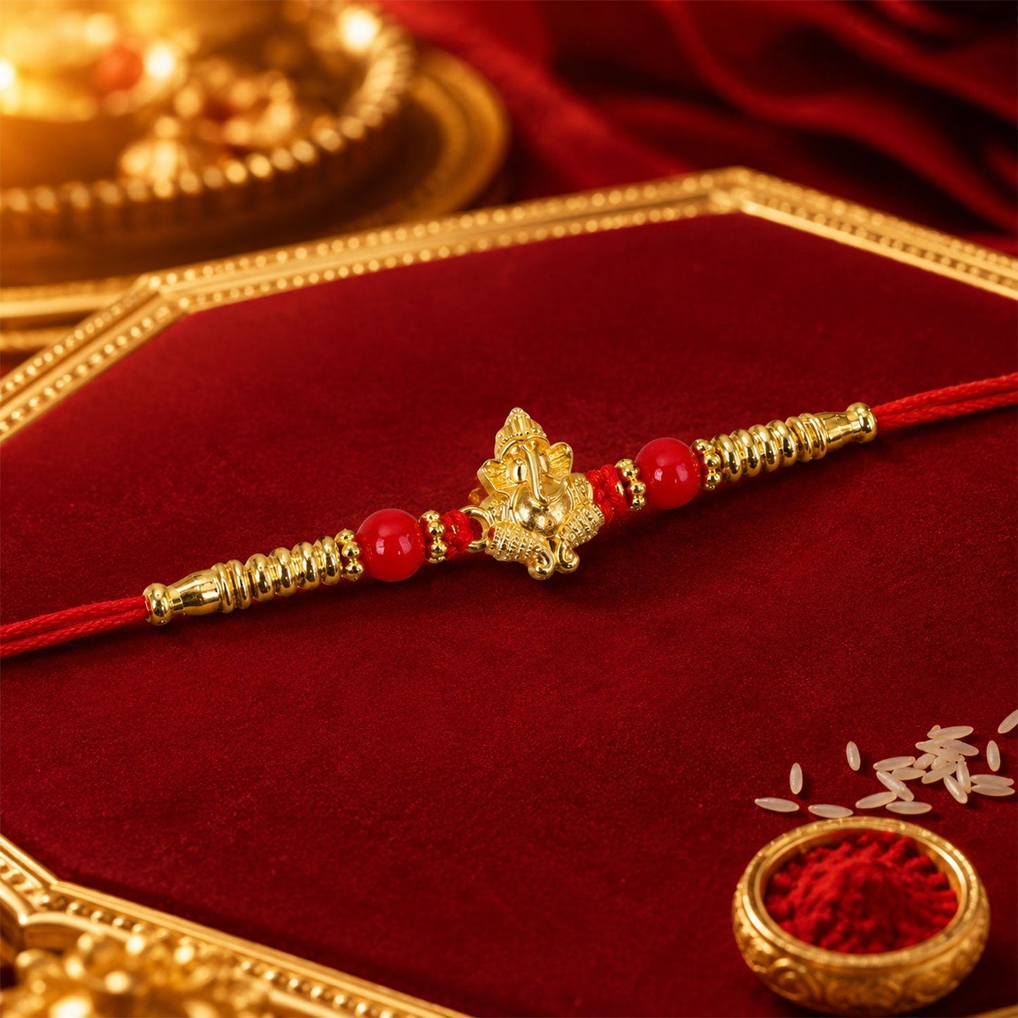 Ganesha Rakhi Traditional Charm for Brother on Raksha Bandhan (5pcs)
