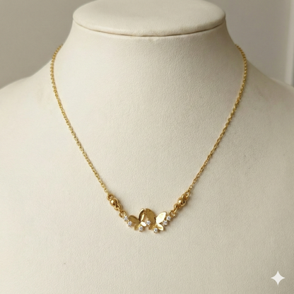 Gold Double Butterfly Necklace with AD For women and girls