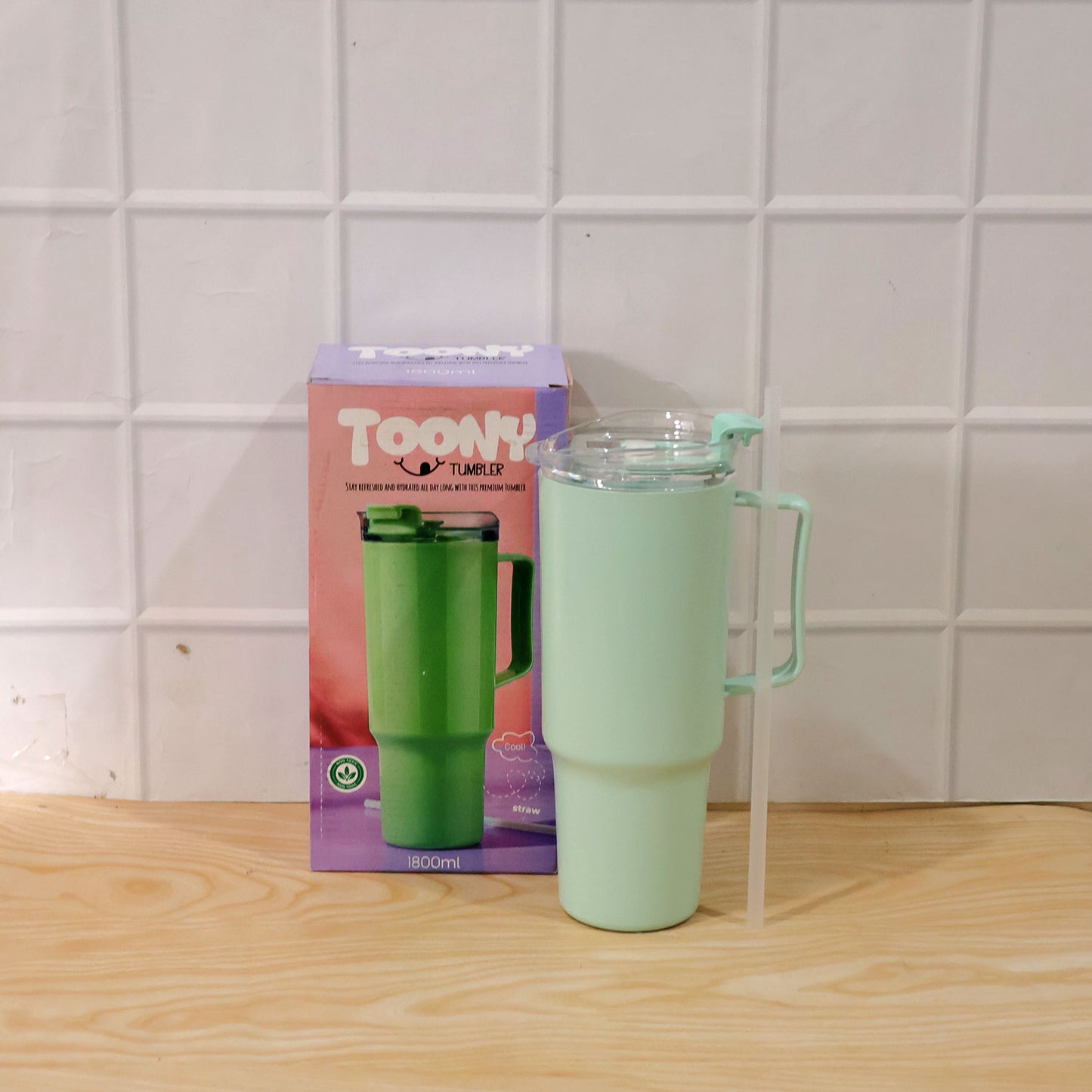 Toony Tumbler 1800ml Travel Mug with Handle & Straw (1 Pc)