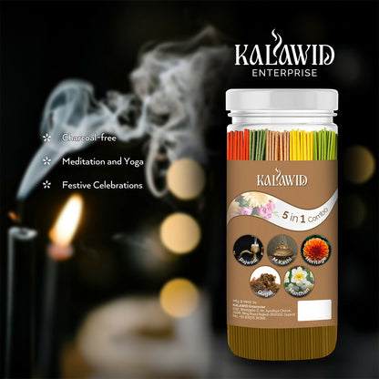 Premium Agarbatti 5 In 1 Combo with Rajwadi, Masalakashi, Heritage, Gugal, Manthan Fragrances for Long Lasting Aroma (400 Gm)