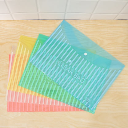 Transparent Document Bag Envelope Folder with Snap Button Closure for A4 Sheets (1 Pc, Mix Colour)
