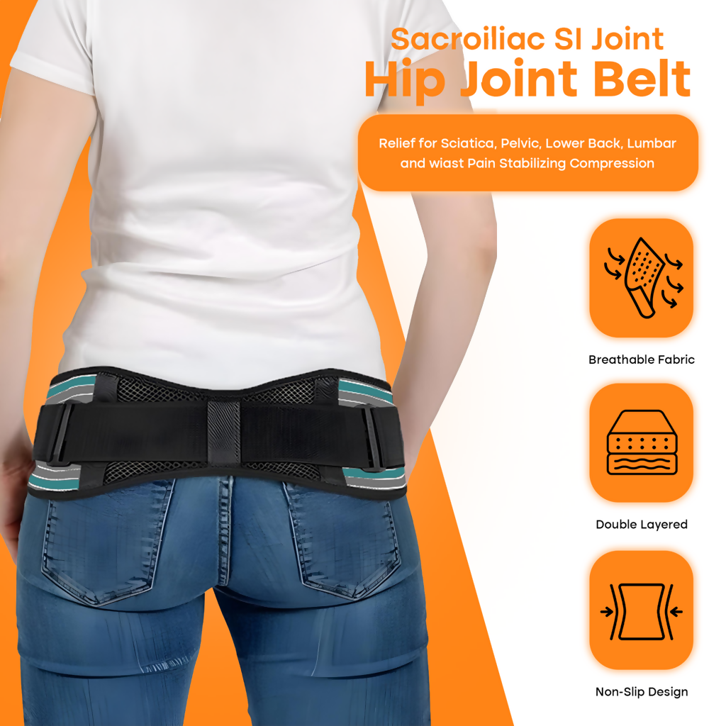 Small adjustable lower back support belt with focus on flexible material