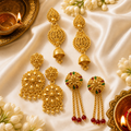 Gold Plated Traditional Earrings Combo Set of 3 for Women