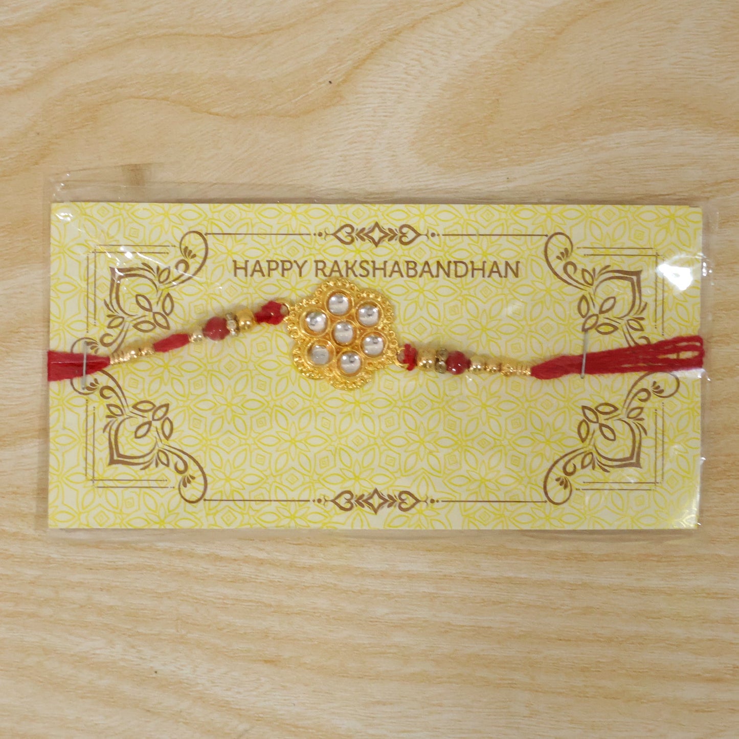 Kundan Rakhi Traditional Rudraksha Design for Brother (10pcs)