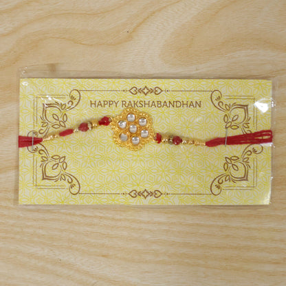 Kundan Rakhi Traditional Rudraksha Design for Brother (10pcs)